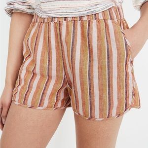 Madewell Linen and Cotton Pull-On Shorts in Rainbow Striped